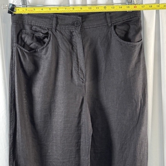 ZARA Black Wide Leg Linen Blend Pants Women's XL Vacation Casual Travel 82-03 - Picture 8 of 11